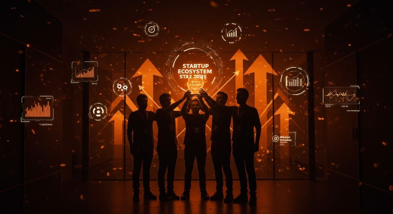 Fundadores en PTA Málaga celebrando el premio Startup Ecosystem Star 2025, símbolo de innovación y liderazgo en el ecosistema tech hispano.