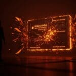 Vulnerabilidad crítica React2Shell en React Server Components y Next.js representada con metáforas visuales de riesgo de seguridad informática y ejecución remota de código.