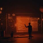 Ilustración de componentes web nativos HTML mejorando el rendimiento frontend sin JavaScript en un entorno tecnológico de startup.