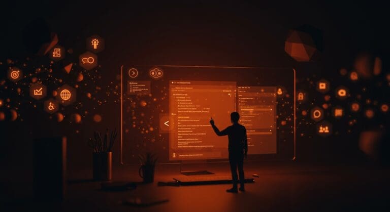 Ilustración de componentes web nativos HTML mejorando el rendimiento frontend sin JavaScript en un entorno tecnológico de startup.