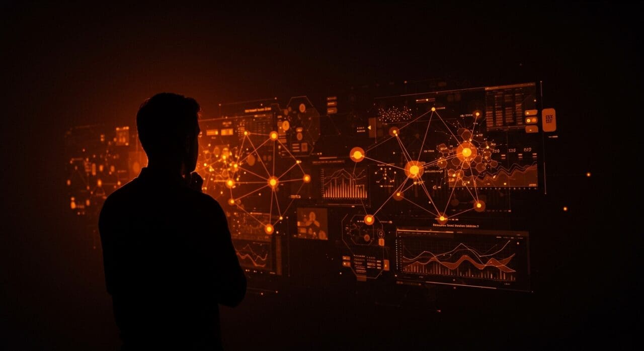 Rob Pike reflexionando sobre la ética en IA generativa y sus implicancias para founders tech en un entorno digital futurista.