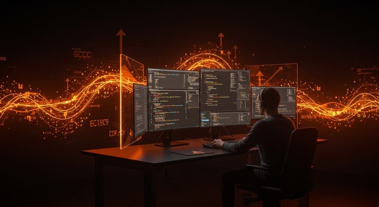 Desarrollador trabajando con Rust y backend GCC para optimización en sistemas embebidos en startups de LATAM.