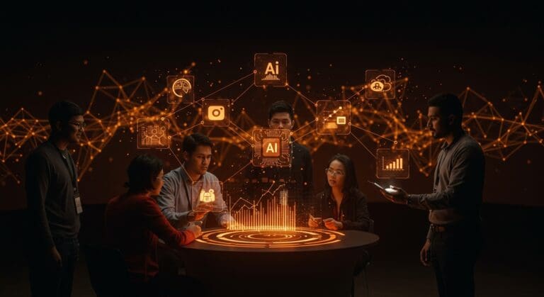 Startups de IA innovadoras impulsadas por Samsung C-Lab exhibiéndose en CES 2026 en un entorno de colaboración tecnológica.