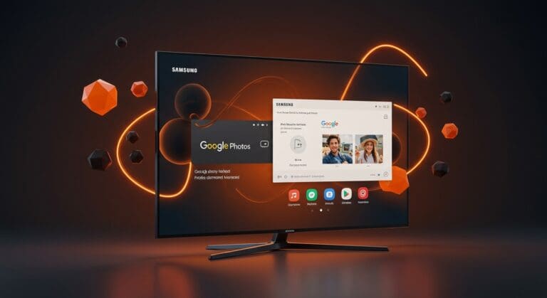 Integración de Google Photos y Memories en TVs Samsung 2026, simbolizando innovación tecnológica y smart home en el ecosistema digital latinoamericano.