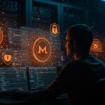 Seguridad en contenedores SaaS destacando la amenaza de cryptomining Monero y la vulnerabilidad CVE-2025-66478 con enfoque en Next.js y Docker.