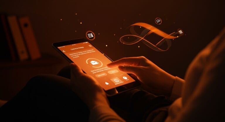 Interfaz calmada de app educativa sin gamificación enfocada en experiencia y retención de usuarios en sector tech.