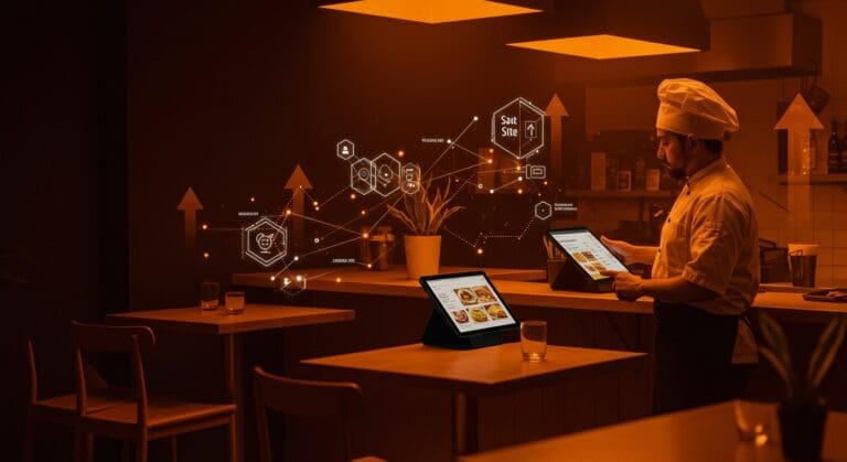 Sitio estático gratuito para restaurantes mostrando menú digital en un entorno moderno, destacando la digitalización con Localcafe Lite para emprendedores tech.