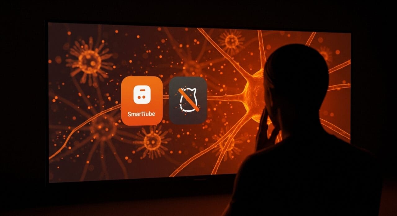 Alerta de malware en SmartTube para Android TV destacando riesgos y prevención en ciberseguridad para apps de streaming.