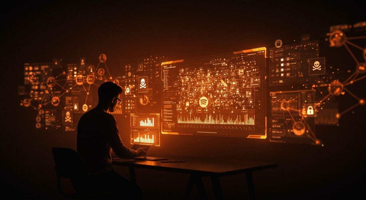 Datos de Spotify siendo extraídos por Anna’s Archive, mostrando riesgos y oportunidades en seguridad digital para startups tecnológicas.