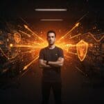 Fundador israelí de startup de ciberseguridad recaudando inversión rápida, simbolizando éxito en funding y tecnología regional.