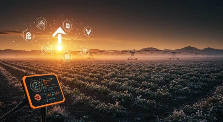 Startup patagónica usando inteligencia artificial para riego automatizado y protección contra heladas en agricultura de precisión.