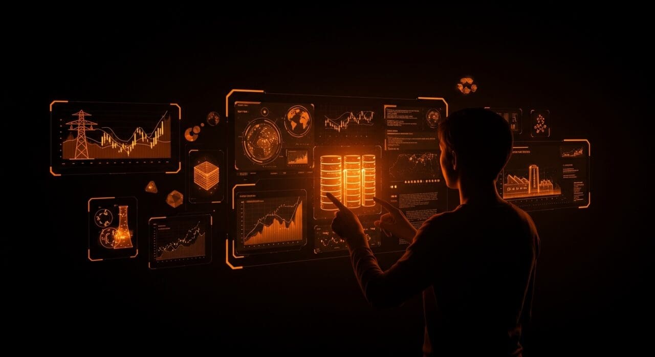 Inversor de venture capital analizando innovaciones en climate tech para tendencias 2026 con enfoque en centros de datos y materiales sostenibles.