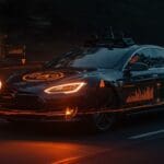 Vehículo Tesla con tecnología Full Self-Driving en investigación de seguridad y tendencia de mercado en movilidad tecnológica.