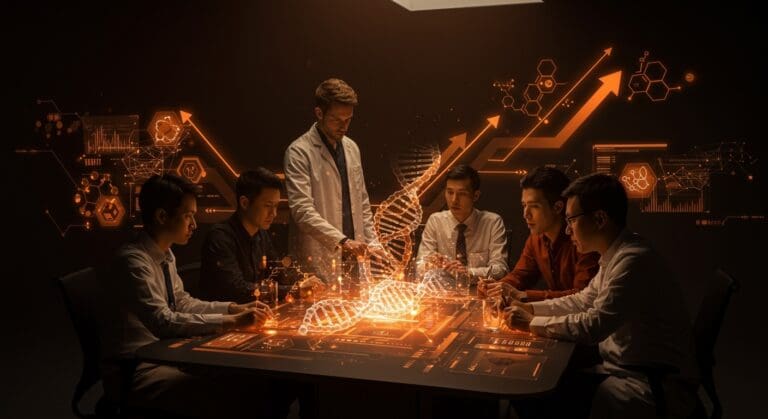 Nueve startups líderes en biotecnología del Disrupt Startup Battlefield 2025 colaborando con tecnología médica avanzada y tendencias innovadoras en salud.