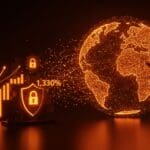 Incremento del uso de VPN en el Reino Unido tras la UK Online Safety Act representado con un globo digital y elementos de privacidad y regulación tecnológica.