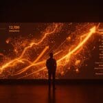 Naveen Rao y Unconventional AI mostrando la histórica ronda seed de 475 millones USD en inteligencia artificial con un ambiente tecnológico en colores naranja y negro.