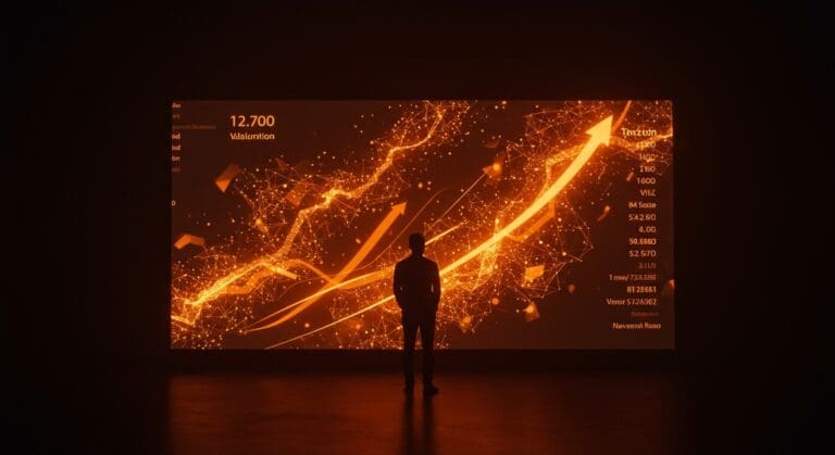 Naveen Rao y Unconventional AI mostrando la histórica ronda seed de 475 millones USD en inteligencia artificial con un ambiente tecnológico en colores naranja y negro.