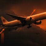 Boeing 777-200 de United Airlines con fallo de motor, representando incertidumbre en la gestión y futuro de la flota aérea.