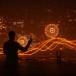 Escena de desarrollo automatizado con agentes IA y vibe coding en contexto de startups tecnológicas, destacando automatización y testing avanzado.