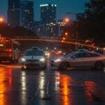 Waymo robotaxi superando un autobús escolar en Austin en un contexto de investigación federal y disrupción en movilidad autónoma.