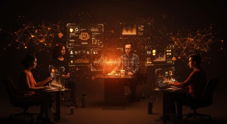 Fundadores de startups latinoamericanas usando inteligencia artificial para entrenamiento comunicativo con tecnología multilingüe y herramientas de IA aplicada.