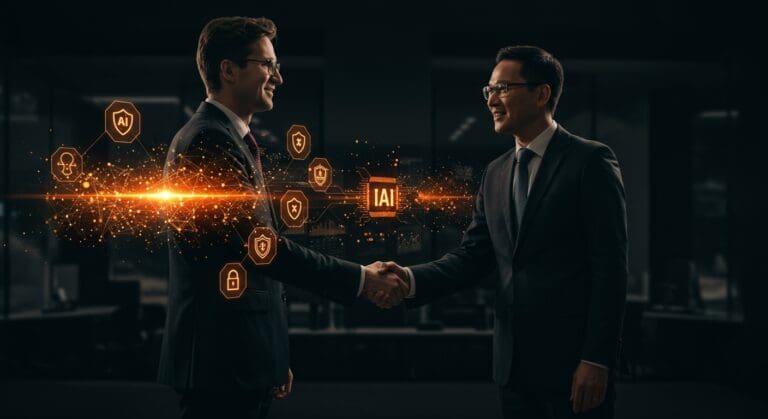 Representación visual de IA aplicada en seguros con alianza entre Anthropic y Allianz, destacando innovación tecnológica y automatización en sectores regulados.