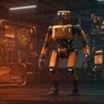 Robot humanoide Atlas de Hyundai y Boston Dynamics en ambiente industrial avanzado con inteligencia artificial aplicada y automatización en CES 2026.