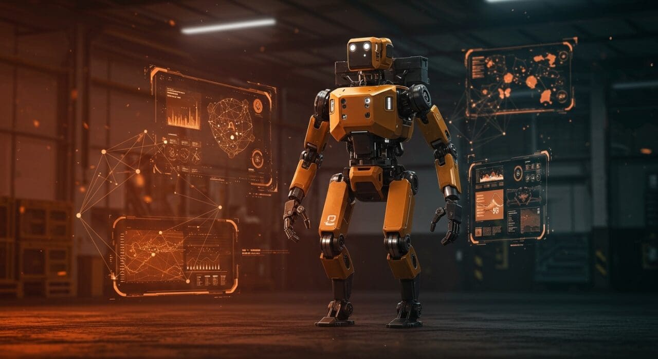 Robot humanoide Atlas de Hyundai y Boston Dynamics en ambiente industrial avanzado con inteligencia artificial aplicada y automatización en CES 2026.