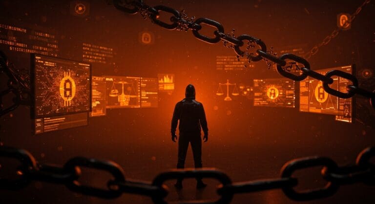 Imagen editorial que representa el caso Bitfinex con un hacker liberado anticipadamente, reflejando temas de cripto, hackeo y regulación fintech.