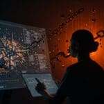 Brecha de datos en salud afectando pacientes en Illinois, representada por datos fragmentados y fallos en la seguridad informática.