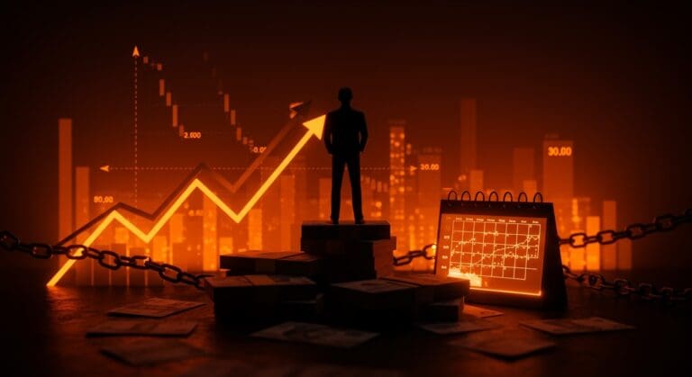 CEO del FTSE 100 destacando la brecha salarial en el mercado laboral con metáforas visuales de desigualdad y reformas laborales.