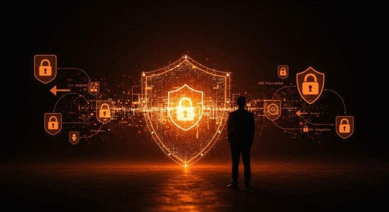 Visualización conceptual de la exención del gobierno del Reino Unido en la ley de ciberseguridad y su impacto en la regulación y riesgos digitales.