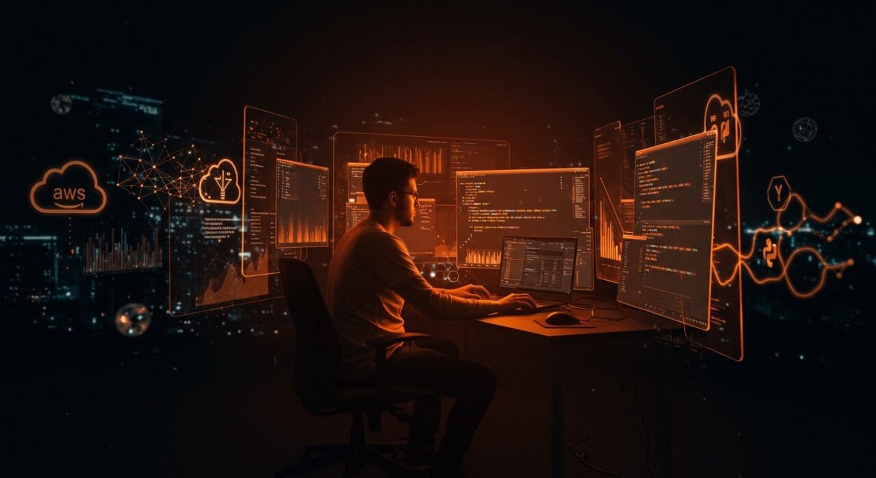 Ingeniero full stack remoto trabajando en IA y Python para startup Y Combinator con oportunidades globales en AWS.