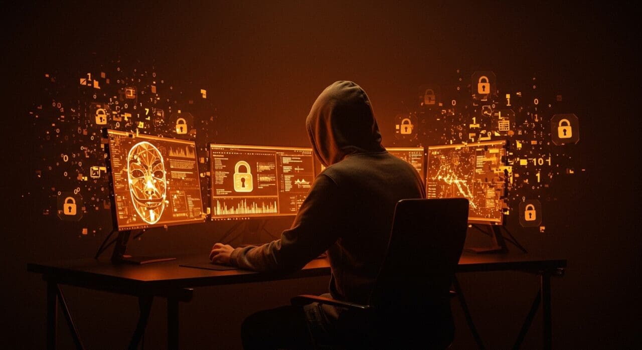 Representación visual de anonimato y estrategia inspirada en Death Note para fundadores tech, mostrando criptografía y seguridad digital en startups.