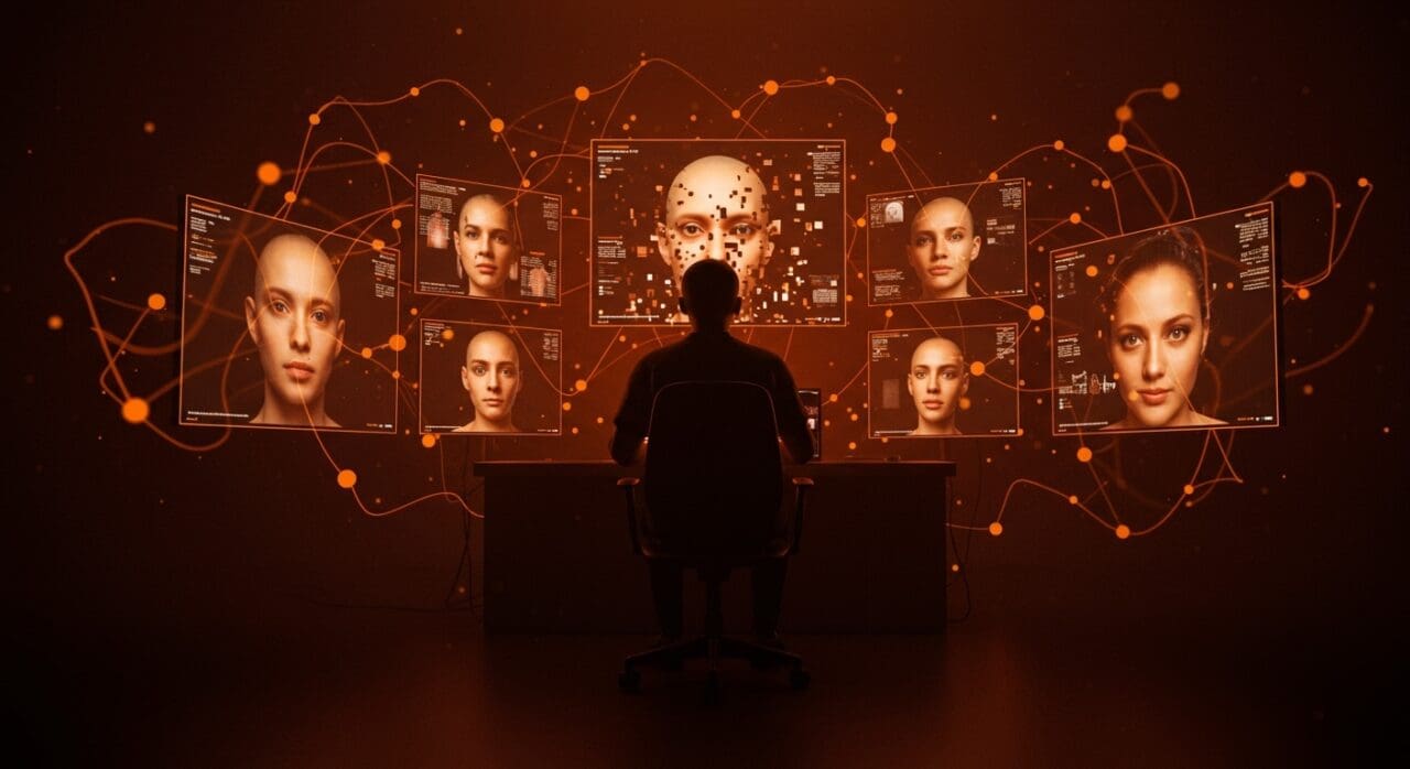 Investigación a Grok por deepfakes sexualizados con metáforas visuales de inteligencia artificial y ética en IA en startups.