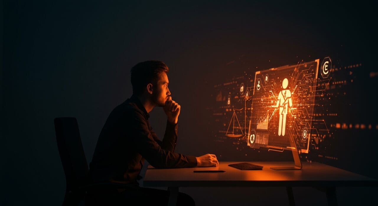 Silhouette of a tech CEO reflecting on ideology and ethics in leadership within the tech startup ecosystem.