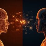 Comparativa visual de estrategias de monetización en chatbots de IA entre OpenAI y DeepMind, temática tecnología y publicidad en LATAM.