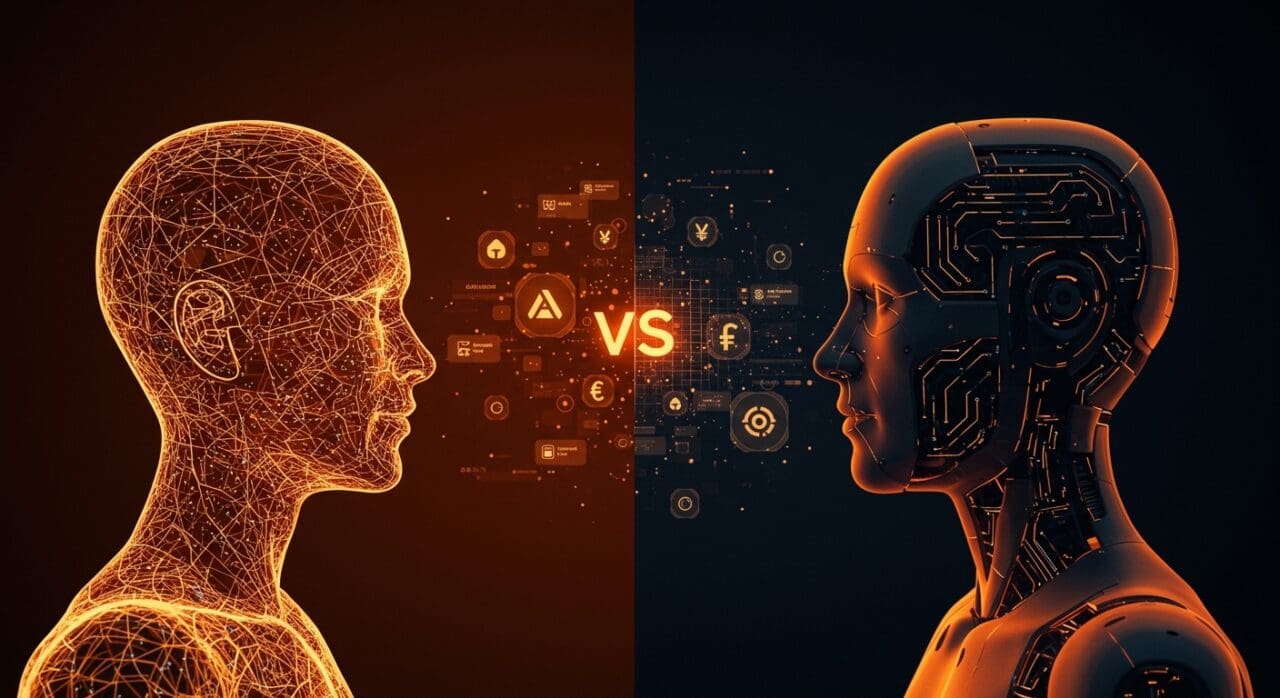 Comparativa visual de estrategias de monetización en chatbots de IA entre OpenAI y DeepMind, temática tecnología y publicidad en LATAM.