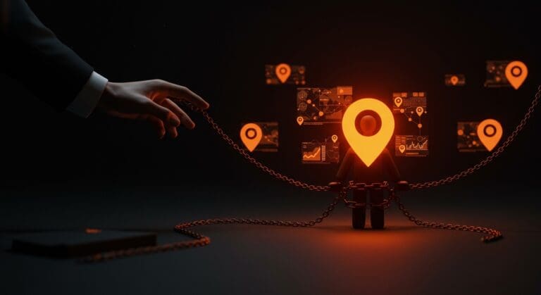 Restricción de la FTC a GM en el uso de datos de geolocalización, simbolizando la regulación y protección de datos en tecnología y movilidad.