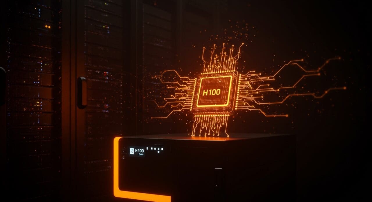 Servidor Furiosa RNGD destacando eficiencia energética 3.5x superior frente a H100 para inferencia AI en data centers.