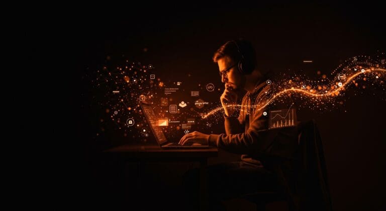 Desarrollador reflexionando sobre el nuevo modelo de financiación para código abierto en GitHub, destacando tecnología y startups.