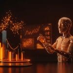 Representación visual de agentes IA en marketing digital y automatización mostrando escalabilidad y modelos de lenguaje avanzados.