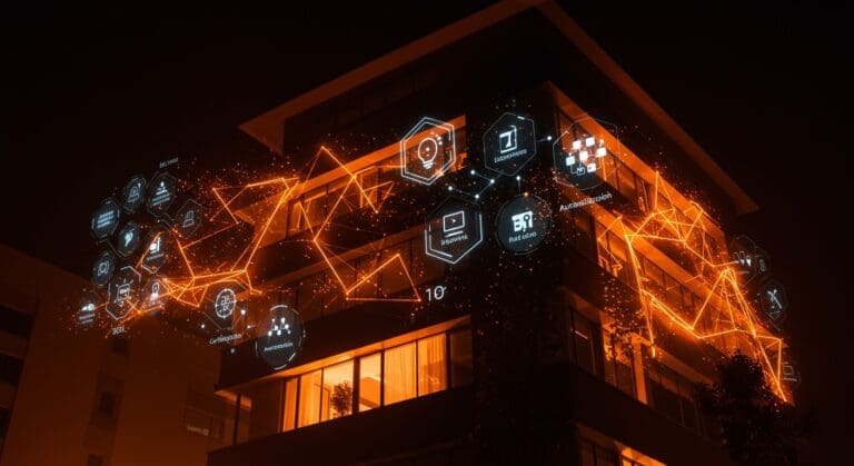 Edificio inteligente controlado por inteligencia artificial con automatización y IoT para mejorar la eficiencia y sostenibilidad en LATAM.