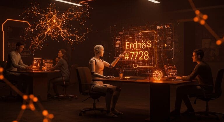 IA resolviendo el problema Erdős #728 representando innovación científica y colaboración en startups.