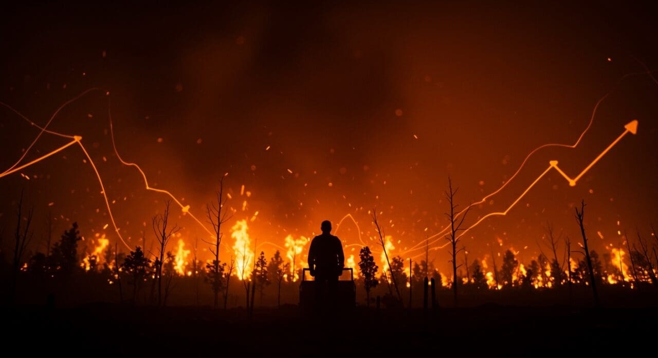 Incendios forestales en Chile destacando la gestión de crisis y el impacto social en Biobío y Ñuble.