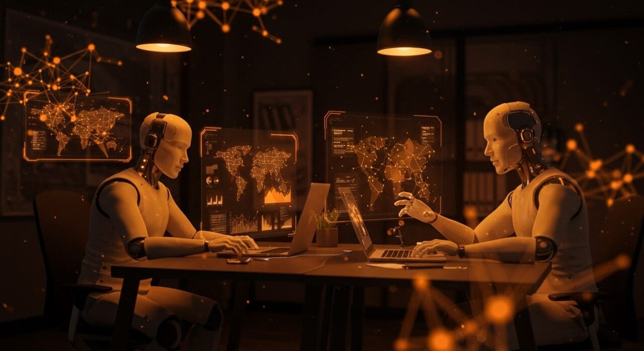 Colaboración humano-IA en startups LATAM ilustrando intelition e inteligencia artificial aplicada con mapas ontológicos y aprendizaje continuo.