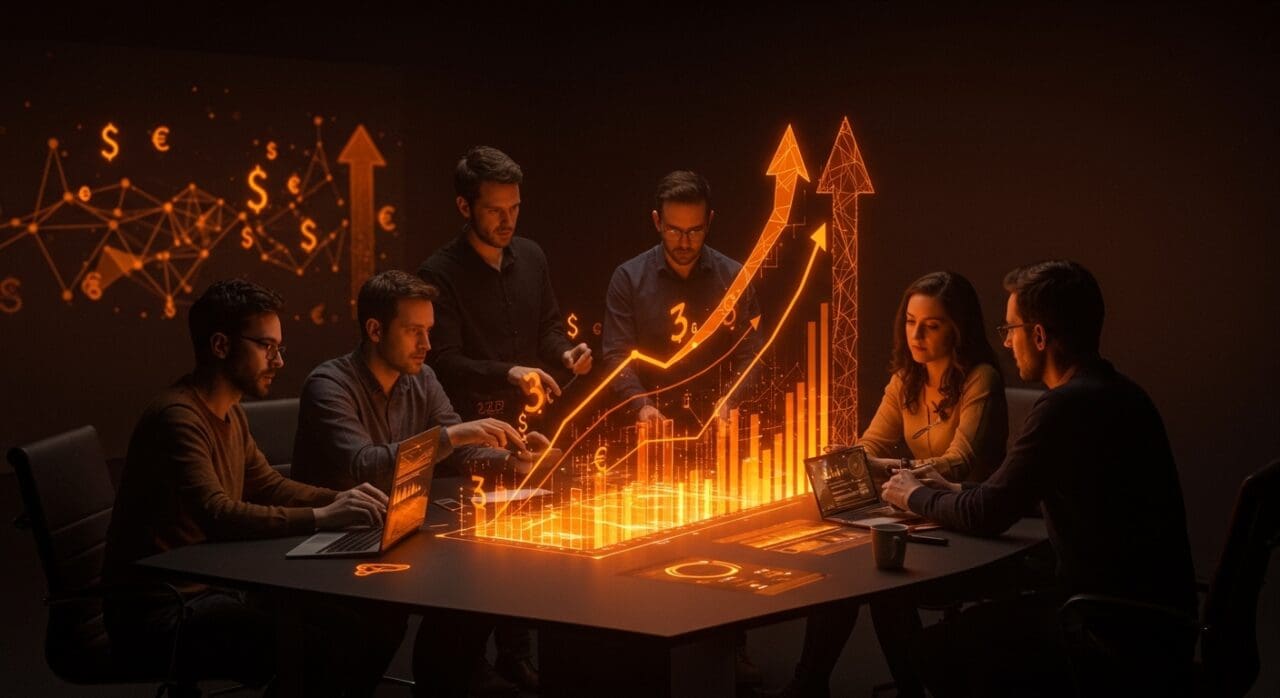 Inversión en startups en España alcanzando 3.1 mil millones de euros en 2025 con emprendedores colaborando y visuales de rondas de financiación y capital riesgo.