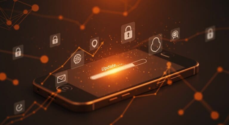 Actualización de software para iPhone 5s mostrando soporte técnico y longevidad en tecnología móvil por Apple.