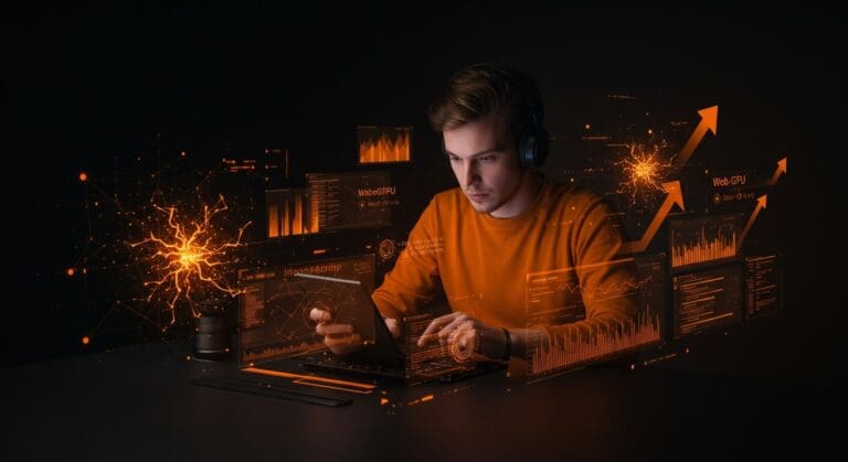 Desarrollador frontend trabajando con machine learning en JavaScript y WebGPU, destacando la biblioteca jax-js para IA aplicada en aplicaciones de frontend.