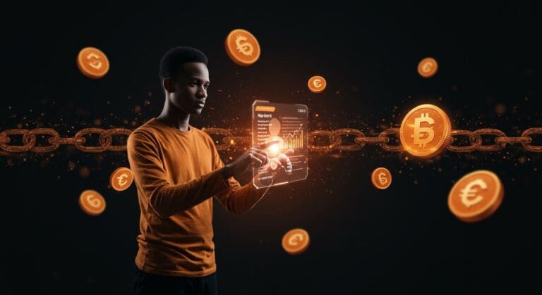 Freelancer tecnológico usando smart contracts y pagos inteligentes en blockchain dentro del marketplace web3 Kacet.